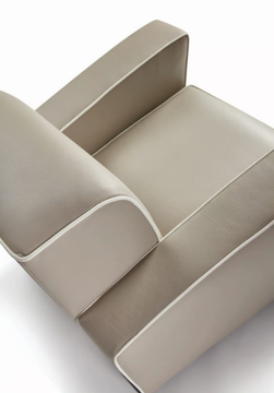 CITIZEN - Upholstered tanned leather armchair with armrests by HUGUES CHEVALIER - view 3